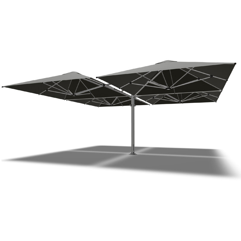 Shadowspec Unity™ Quattro Square Umbrella, Charcoal Tweed, 8 ft, In Ground Anchor
