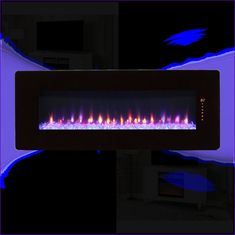 Electric Fireplace 48 Inch Curved Front with Multi-Color Flame/Ember Bed, Remote | Electric | Wall Mount