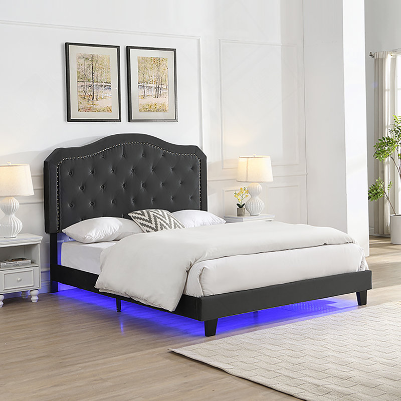 Velours capitonné avec capitonnage avec lumière DEL, Noir