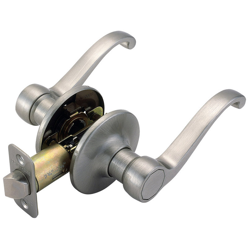 Levier de défilement à volute pour porte de passage, Nickel satiné, Loquet à double verrouillage