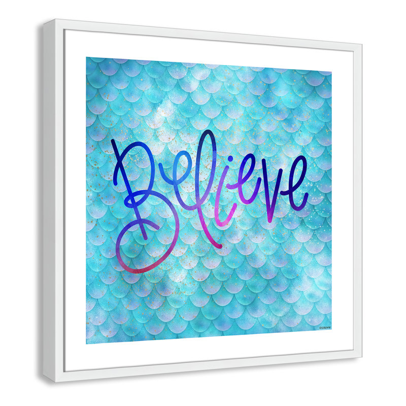 Décoration murale croire pour enfants, H 27,5 po x l 27,5 po x P 1,19 po, Encadré de boîte blanc