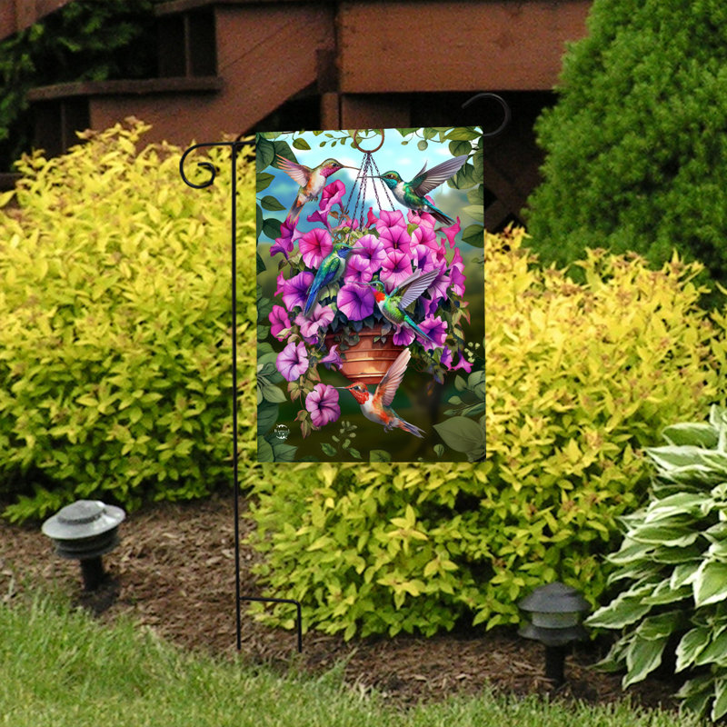 Drapeau de jardin colibris et pétunias