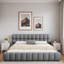 Lit plateforme tapissier avec coutures et soutien solide-123034871