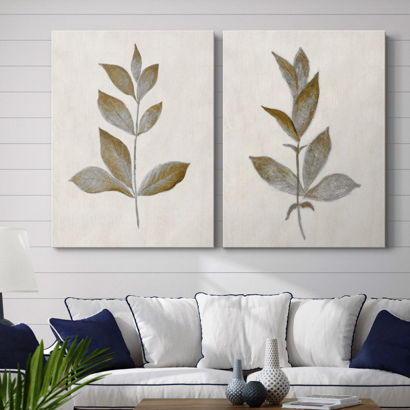 Bronze Leaf I - ensemble de 2 reproductions, H 12 po x l 16 po x P 1 po, Toile tendue, Sans cadre