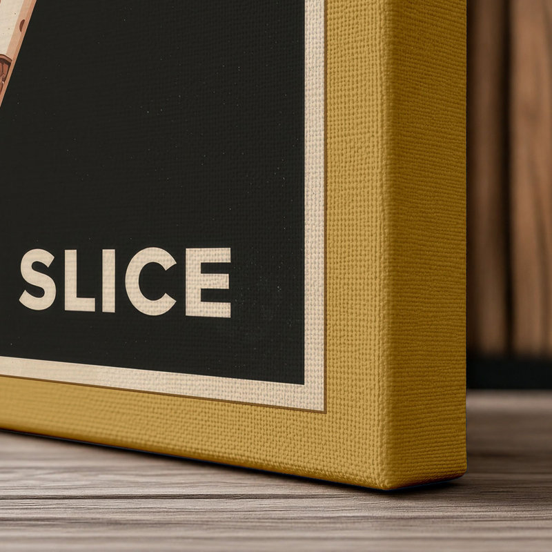 Pizza by the Slice Retro - Wrapped Canvas, 18x12 - 45.7 x 30.5 cm, Ochre Border