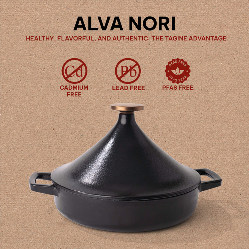 Black Enameled Cast Iron Fondue Pot with Bronze Knob
