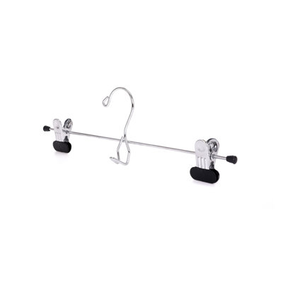 Cintre de qualité pour jupes / crochets en métal, crochets réglables extra larges, crochets de rangement multi-empilables, chrome, jeans, bas