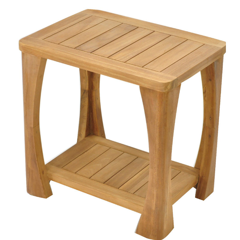 Spateak Grade-A Teak Wood Athena Shower Seat 18" Outdoor Patio Stool Bench