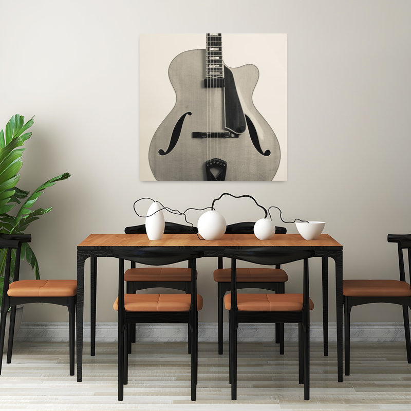 Guitare II, art contemporain abstrait, H 32 po x l 32 po