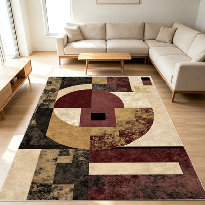 Tapis de style géométrique 1 pièce pour le salon, doux et confortable, convient à toutes les saisons, facile à entretenir, tapis de sol intérieur lavable à la machine, convient à la chambre à coucher, à la salle à manger, au bureau, au balcon, au patio, à la maison, à la décoration extérieure.