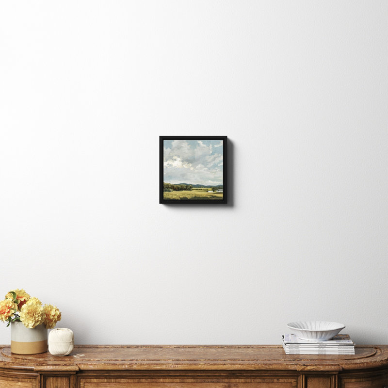 «Nice View No 8» encadré par Miss Mustard Seed, peinture, H 12 po x l 12 po x P 2 po, Toile encadrée noire, Non