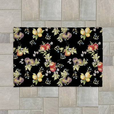Tapis intérieur / extérieur rectangulaire à motif de fruits croquis avec envers antidérapant