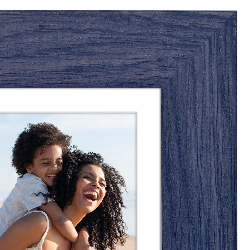 Cadre photo Americanflat - Cadre avec passe-partout - Moulure large - Verre résistant aux chocs, 5 po x 7 po, Bleu