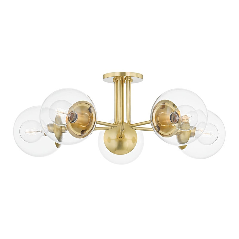 Plafonnier encastré 5 lumières Meadow, Laiton vieilli