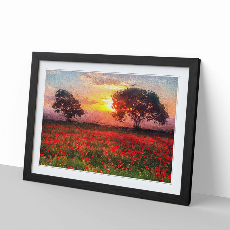 Poppy Meadow - Picture Frame Painting Print, 27cm H x 36cm W x 2cm D, Black Framed