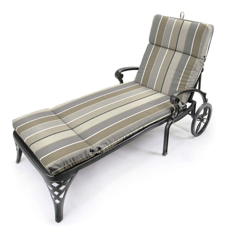 Sunbrella 72" x 22" Outdoor Chaise Lounge Cushion with Ties and Loop, Milano Char