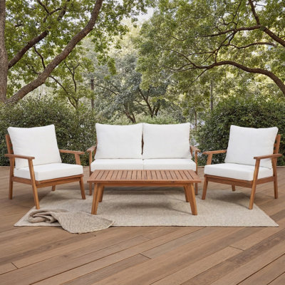 4-Piece 4-Person Acacia Wood Outdoor Conversation Set