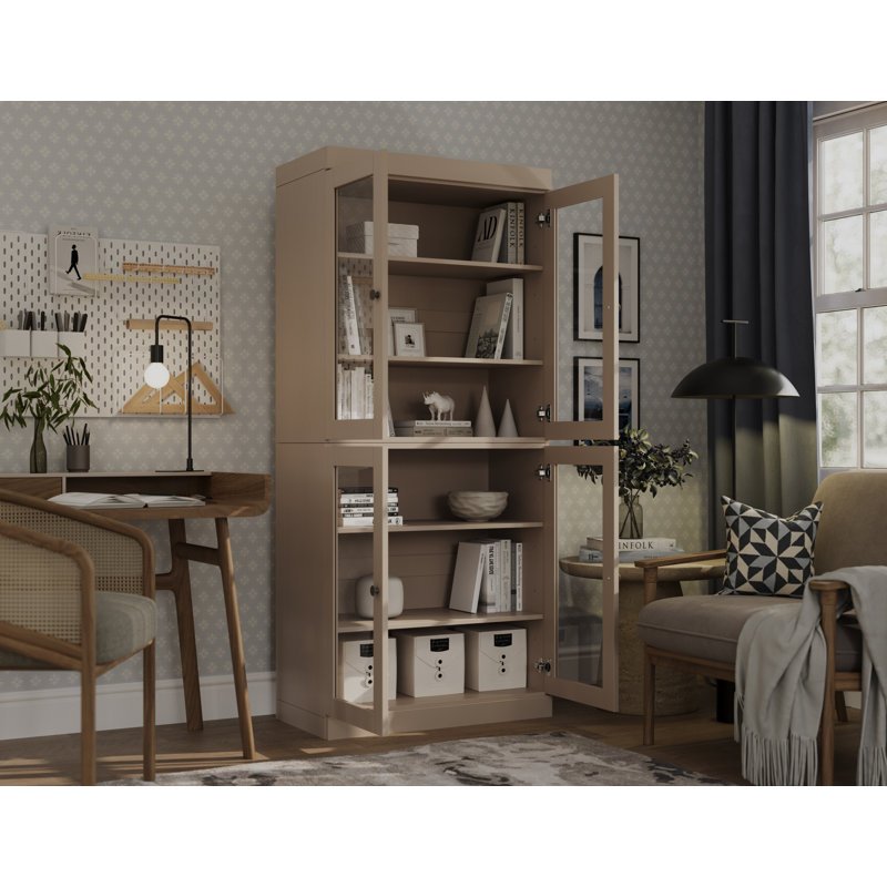 Bibliothèque à 6 tablettes 100% bois massif Veera Palace Imports, Beige