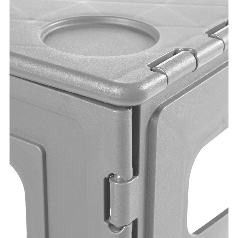 Set of 2 Tom Foldable Chair & Timo Foldable Table Large, Silver, 17.5" H x 79.5" W x 79:5" D 