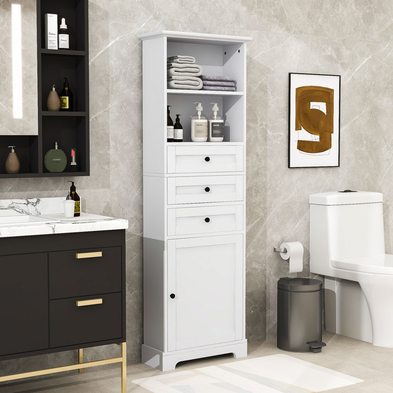 Armoire à linge sur pied Demante, Blanc