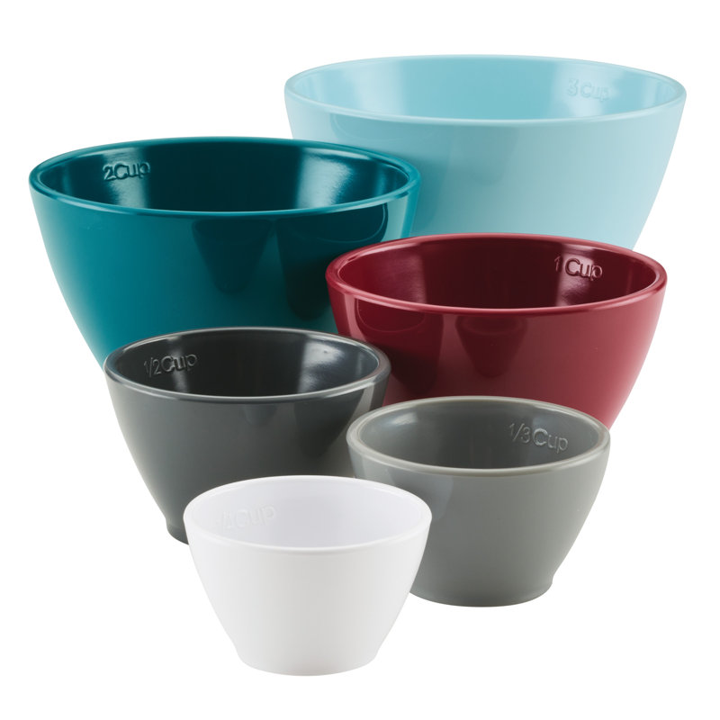 Rachael Ray Create Delicious Melamine Nesting / Stackable Measuring Cups, 6 Piece, Assorted Colors