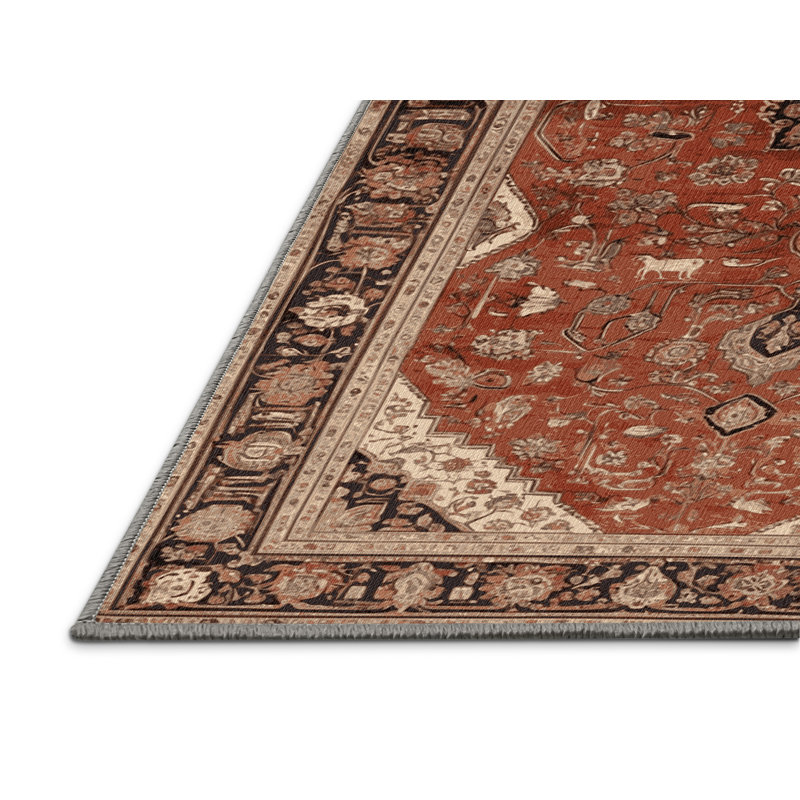 Machine Washable Persian Brown Area Rug, Square 7'
