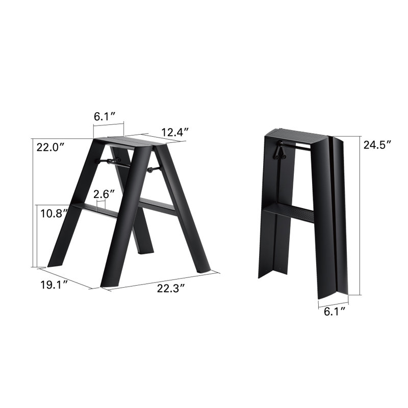  2 - Step Aluminum Lightweight Folding Step Stool, Gold