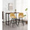 28,25 po de hauteur, comptoir de 2 tabourets de cuisine en tissu jaune avec revêtement confortable et structure en métal massif avec 2 tabourets, chaise rembourrée solide