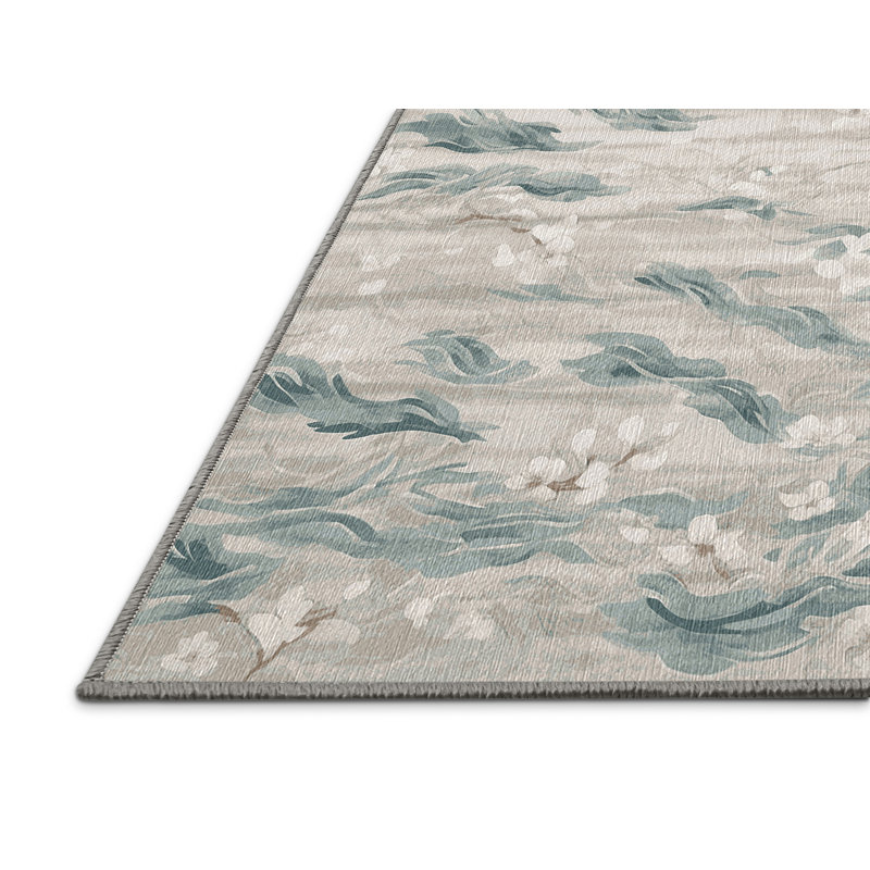 Machine Washable Gray Area Rug, Square 4'