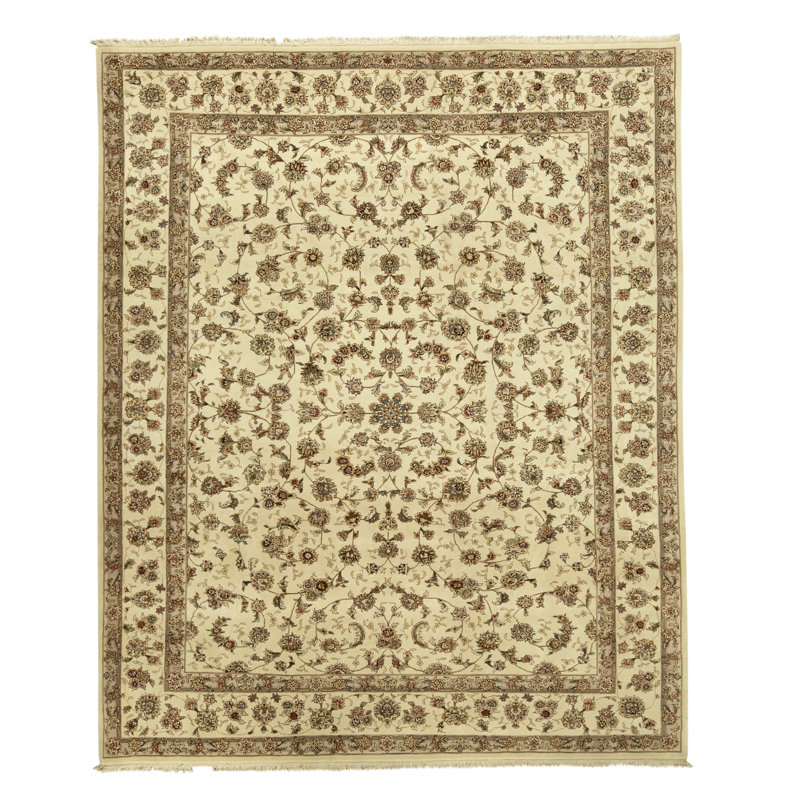 Tapis ivoire noué à la main de haute qualité