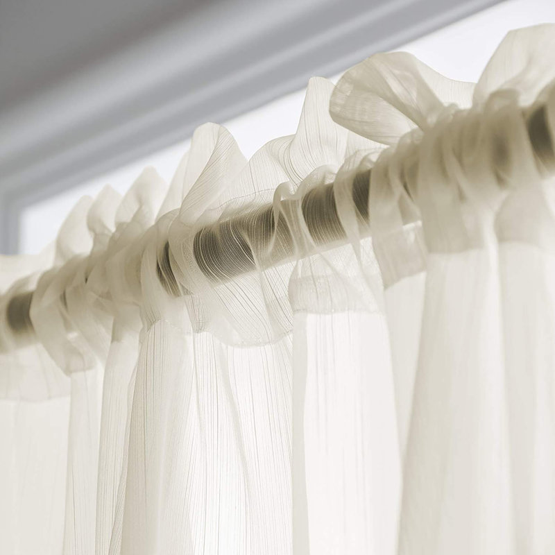 Shetler Sheer Curtain Pair, Beige,  52" W x 95" L