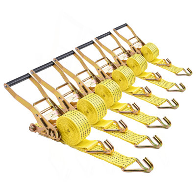 Ratchet Straps, 2 In X 15 Ft, Heavy Duty Tie Down Straps With Double J Hook, 5000 Lbs Break Strength, Carry Bag, Tie Down Ratcheting For Moving, Trailers, Motorcycles, Kayaks, Car Roof, 6 Pack