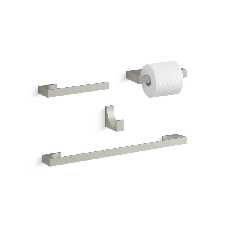 Minimal Towel Bar, Vibrant Brushed Nickel, 24"W