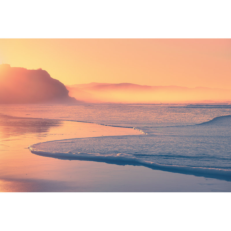 " Beach At Sunset " by Mimadeo, 12" W x 8" H