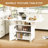 47" Wood Folding Dining Table With Storage Rack And Cabinet, Removable Entryway Table With 6 Wheels, White Marble Kitchen Island, Side Table And Coffee Table Versatile Table Space Saving