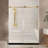Frameless Shower Door 56-60 "W X 76" H, 1/4 "(6 Mm) Clear Tempered Glass, Explosion Proof Film, Stainless Steel Handle,Brushed Gold-123210143