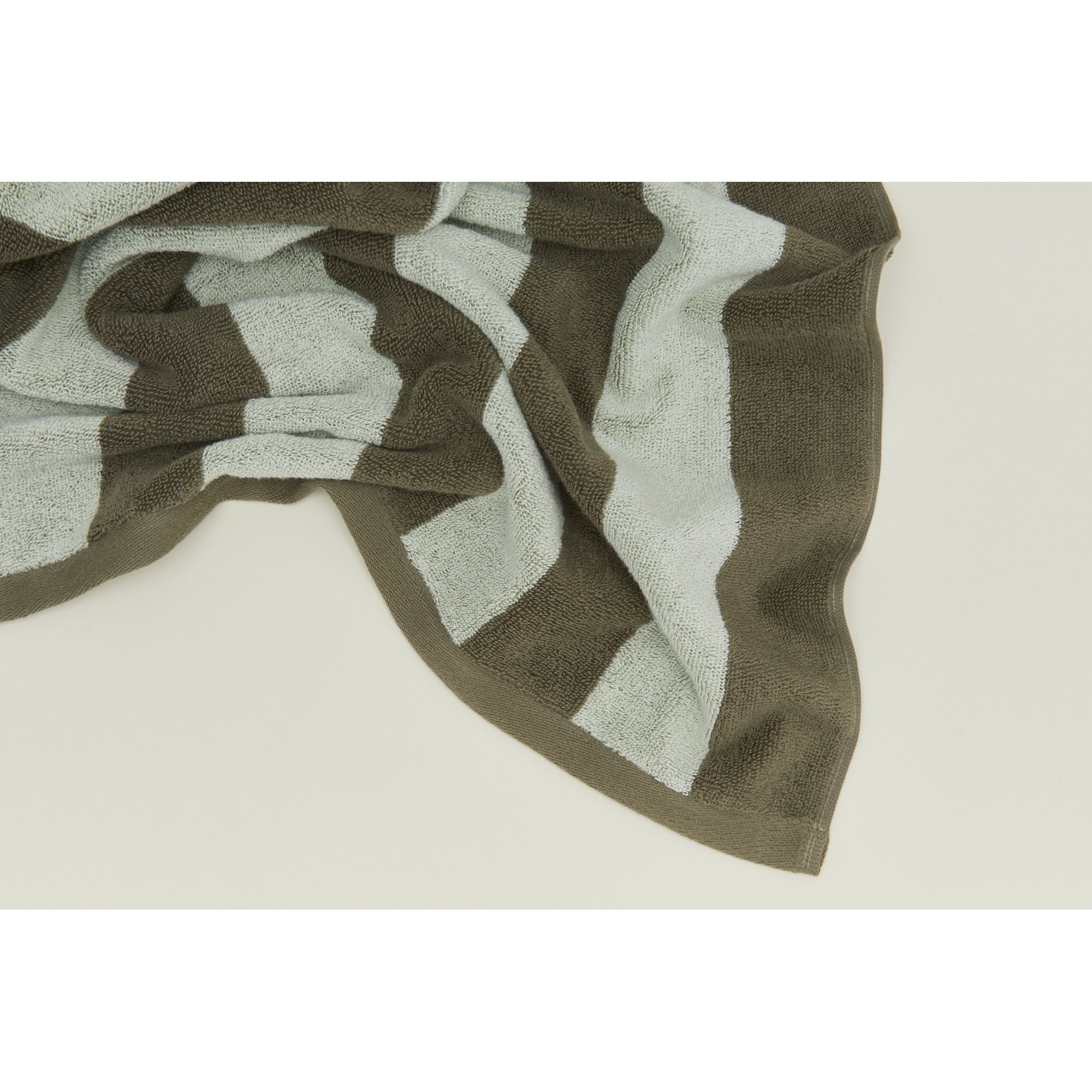 Simple Striped 100% Cotton Bath Mat, Ivory/Flax