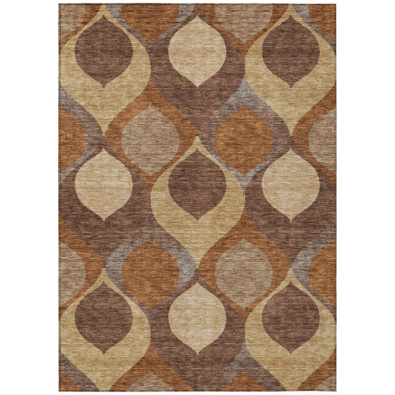Tapis intérieur / extérieur lavable beige cuivré et taupe 10 pi x 14 pi