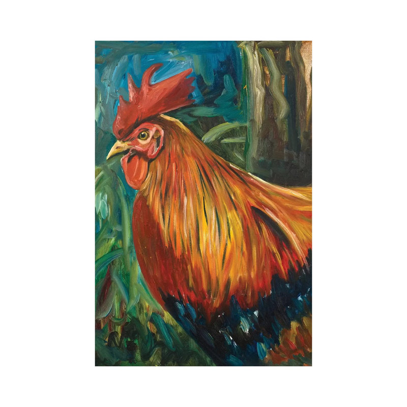 Rooster 1 Piece Wrapped Canvas Painting, 20.32 cm H x 30.48 cm W