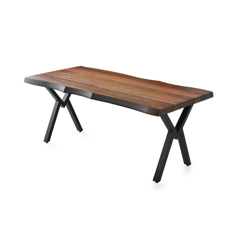 Table de salle à manger industrielle en noyer avec pieds en métal, 70,9 po x 29,5 po x 31,5 po | Fabrication 100% MDF, capacité de charge de 90,4 lb | Parfait pour les intérieurs nostalgiques et d'inspiration campagnarde, design robuste et élégant