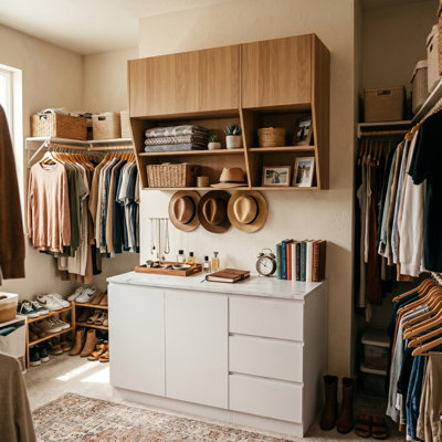 Armoire de base + armoire murale | Conception sans poignée et distributeur de papier hygiénique intégré