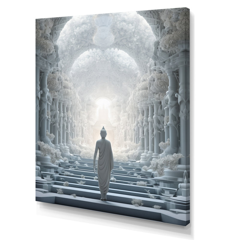 Bouddha blanc, méditation I - reproduction, Toile tendue, H 20 po x l 12 po x P 1 po
