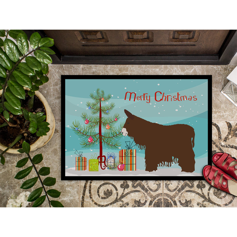 Poitou poiteuin donkey noël 27 po x 18 po tapis de porte extérieur antidérapant, Rectangle 2 pi x 3 pi