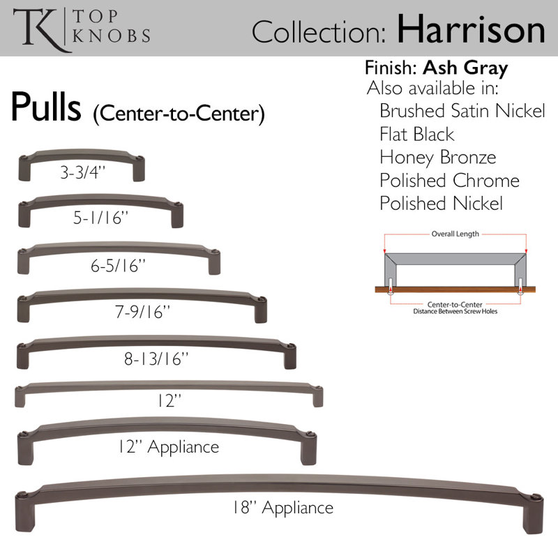 Harrison Appliance Pull, Ash Gray, 18" Center to Center
