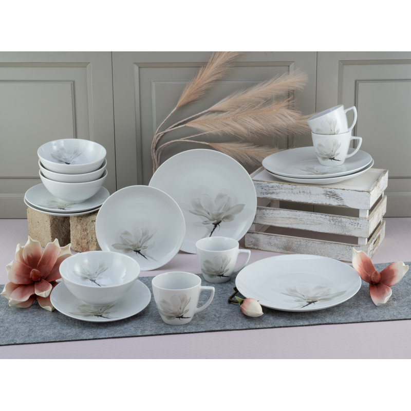 Home 16 Piece Porcelain China Dinnerware Set - Service for 4