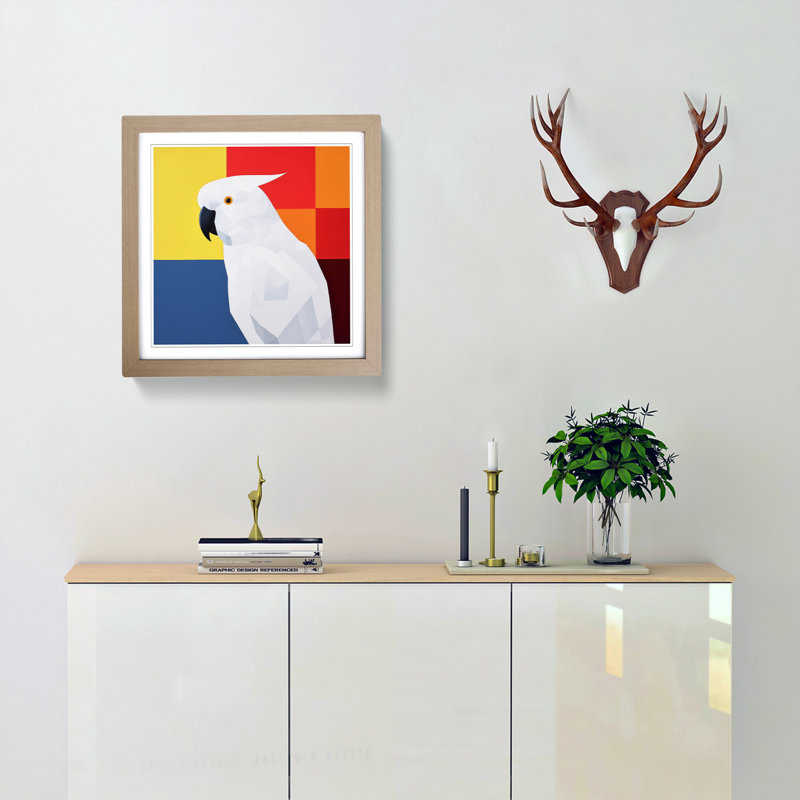 Cockatoo Suprematism - Framed Print, Oak