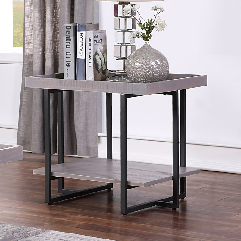 Baden Tray Top End Table, Antique Gray