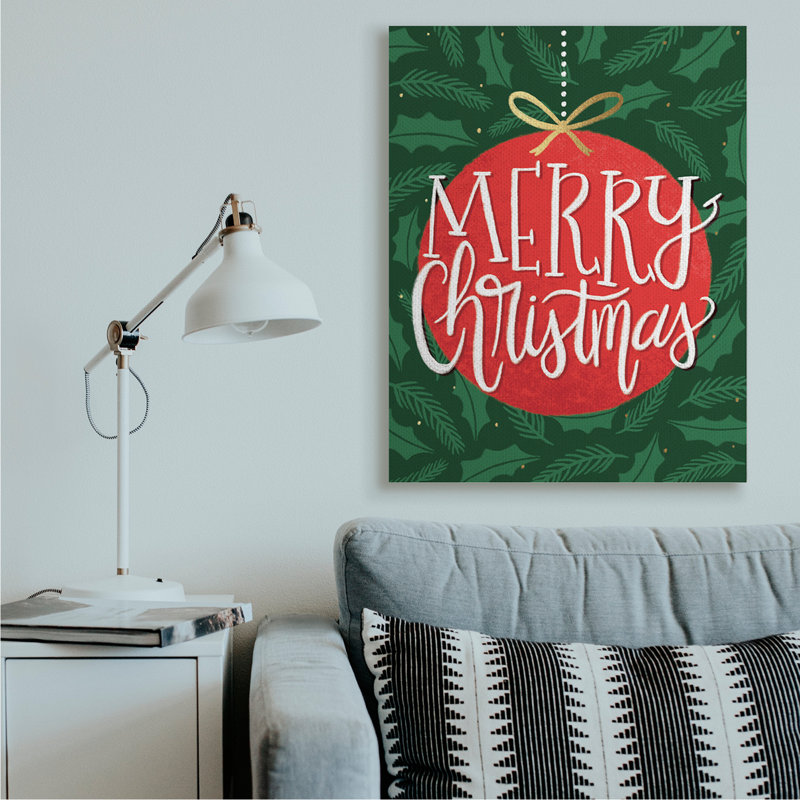 Décoration festive de Noël « Merry Christmas » rouge par Taylor Shannon-impression d’art graphique, Toile