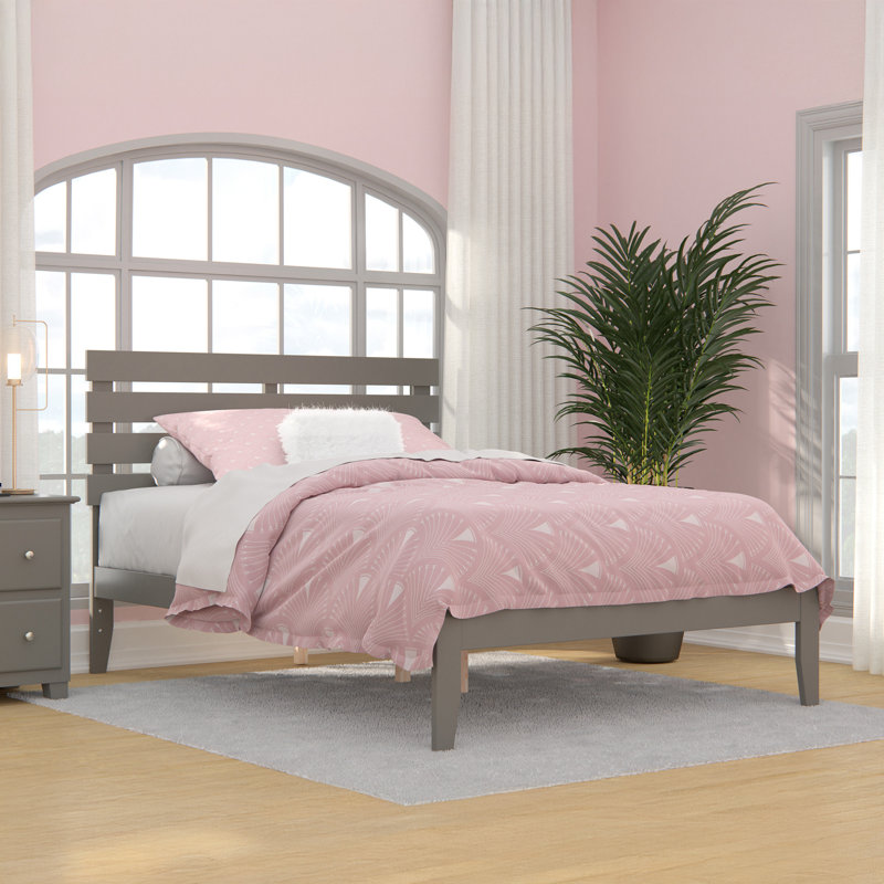 Giga Premium Wood Farmhouse Platform Bed, Gray, Full