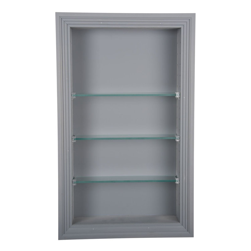 Tablette murale 4 pièces en bois massif avec tablettes réglables Normandy, Brun, H 30 po x l 14 po x P 3,5 po